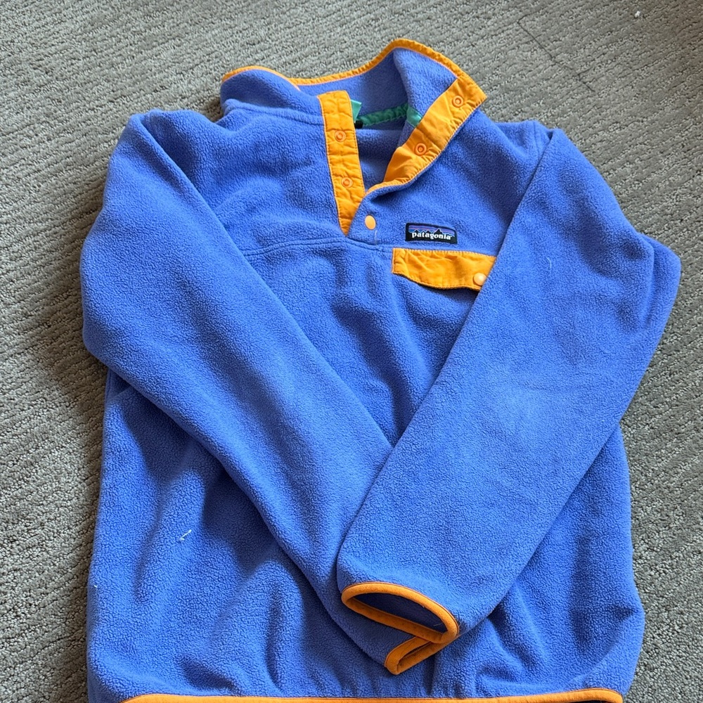 Patagonia Blue Fleece with Orange Trim